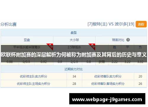 欧联杯附加赛的深层解析为何被称为附加赛及其背后的历史与意义